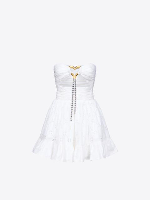 BRODERIE ANGLAISE HEART DRAPED MINI DRESS