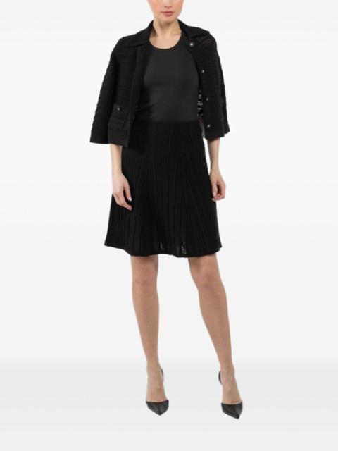 textured flared mini skirt