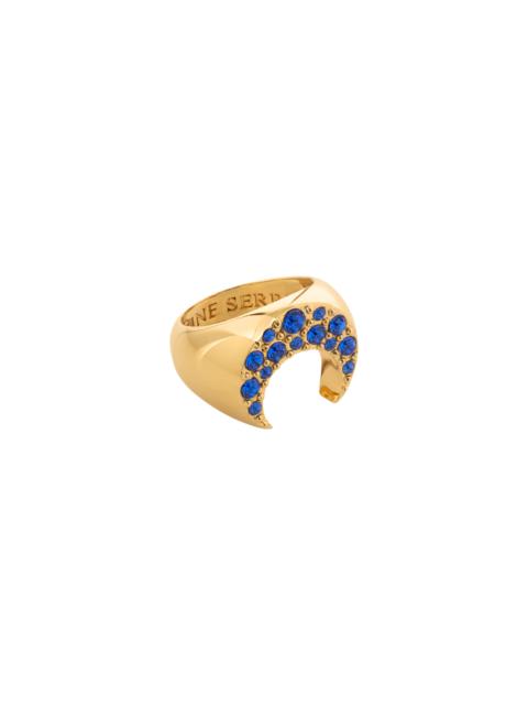 Rhinestone Gold Plated Moon Ring