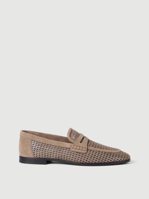 Sparkling net loafers in leather