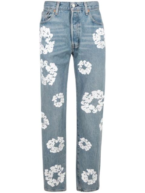 x Levi's Cotton Wreath-print straight-leg jeans