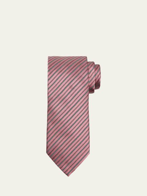 Men's Satin Diagonal Stripe Silk Tie