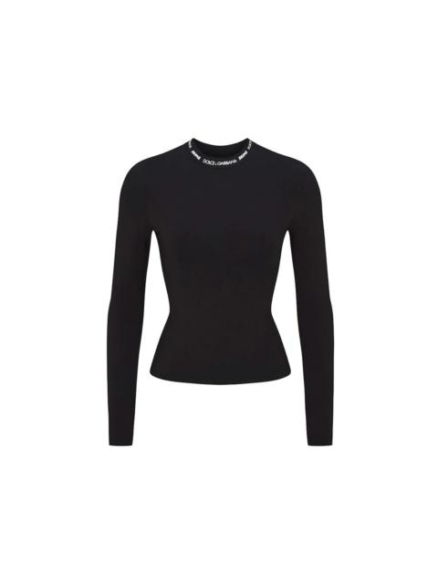 SKIMS x Dolce&Gabbana Cotton Jersey Long Sleeve T-Shirt Onyx