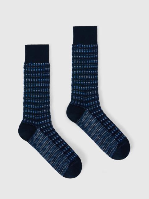 Mid-length cotton-blend socks with check pattern