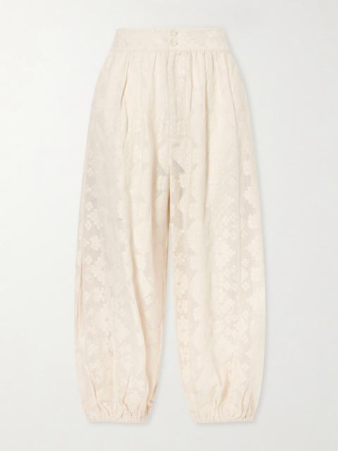 Margot Tetris Cotton-lace Tapered Pants