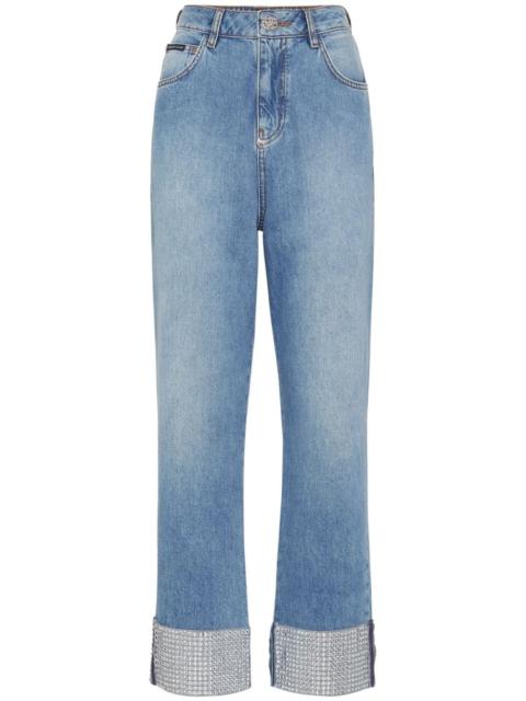 embellished straight-leg jeans