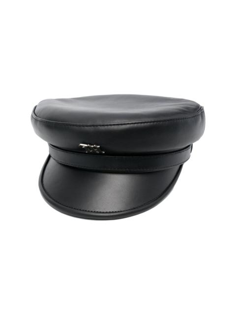 logo-plaque leather gavroche hat
