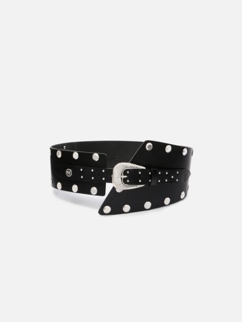 LEATHER BELT WITH STUDS AND STRAP, 15 CM