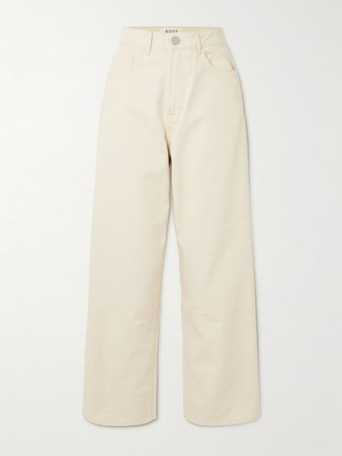 High-rise wide-leg jeans Ecru