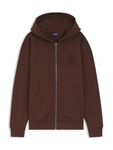EMBOSSED-LOGO ZIP-UP HOODIE IN COTTON TERRY