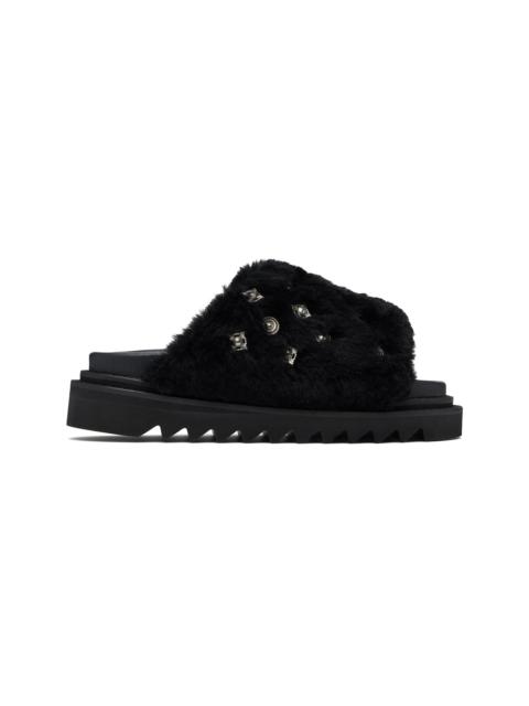Black Shearling Sandals