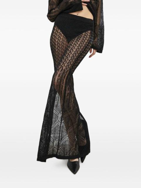 open-work slit maxi skirt