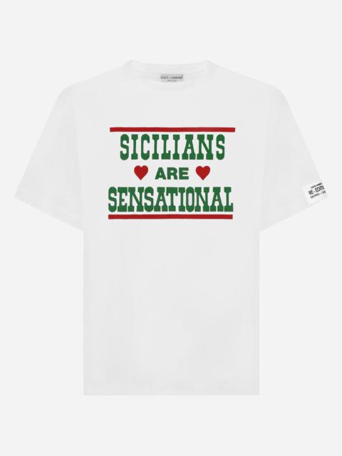 Cotton round-neck T-shirt with print