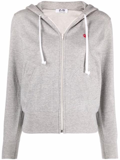 embroidered-motif zip-fastening hoodie