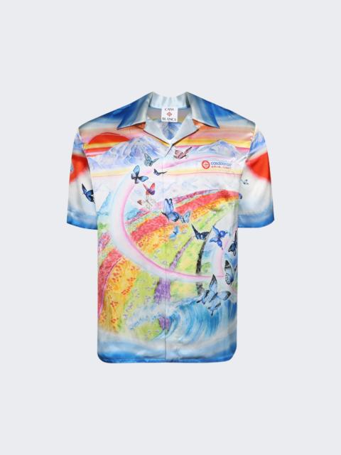 Cuban Collar Short Sleeve Shirt Butterfly Mountain