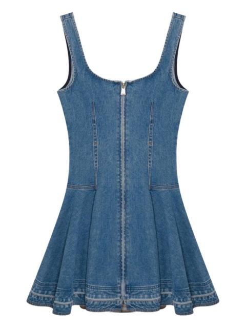 Eleodra zip-front flared denim mini dress