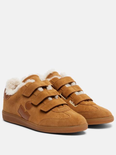 Beth shearling-trimmed suede sneakers