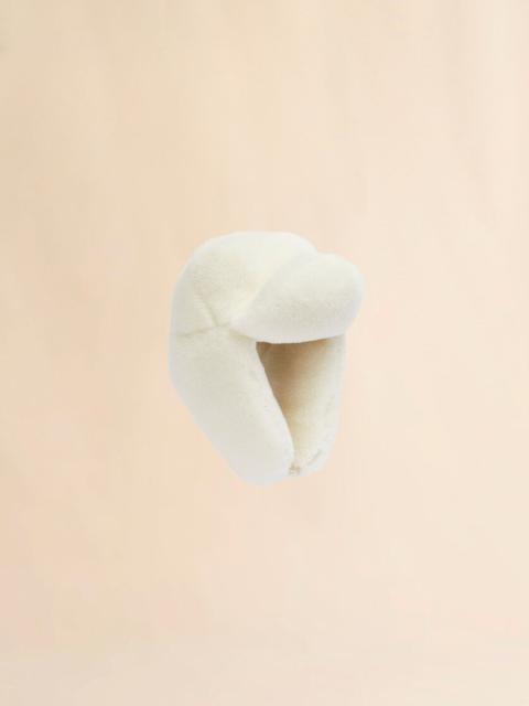WHITE SHEARLING AVIATOR HAT