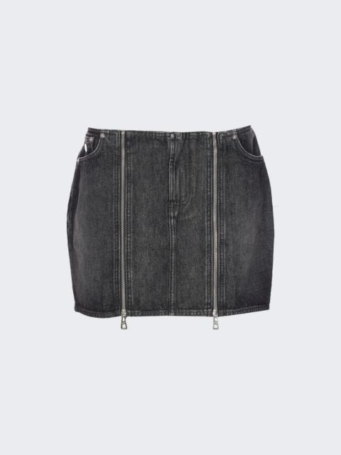 Front Zipped Denim Mini Skirt Vintage Black