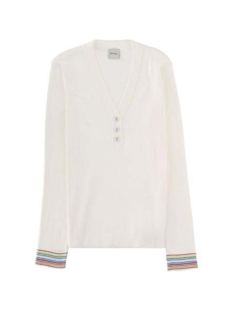 button-up V-neck top