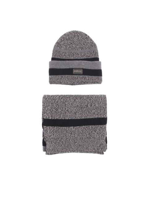 Boston striped beanie scarf set