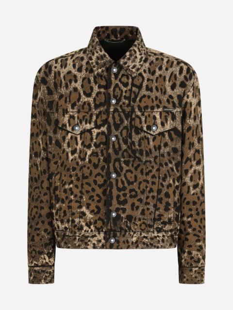 Leopard-print denim jacket