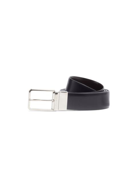Reversible and adjustable black and dark brown leather belt