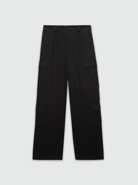 Black cotton drill cargo pants