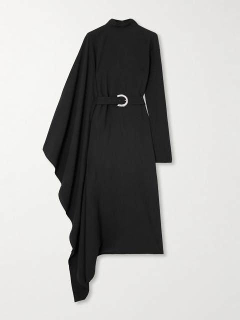 Tanning Belted Crystal-embellished Cady Turtleneck Midi Dress