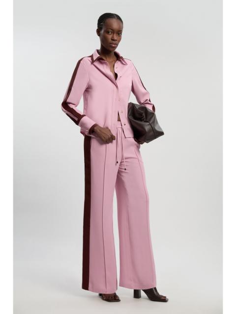 Twill Contrast Woven Wide Leg Trousers