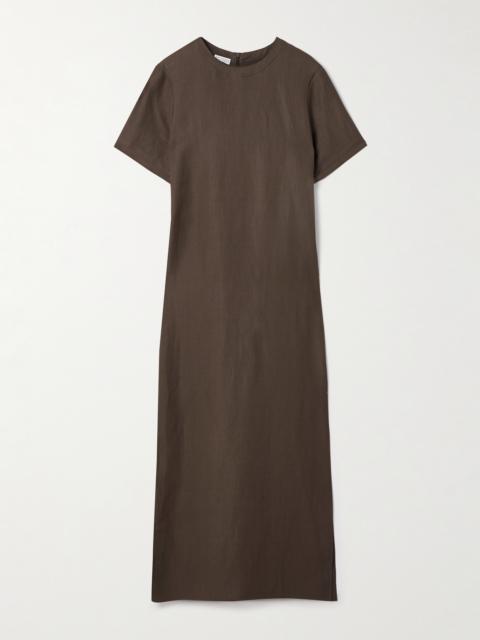 Bead-embellised Twill Midi Dress