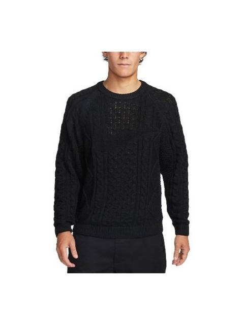 Nike Solid Color Round Neck  Knit Long Sleeves Wool Sweater Men's Black DQ5177-010
