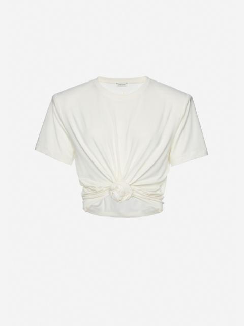 Knotted t-shirt in cream