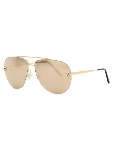 Cartier Panthère De Cartier Gold-tone Mirror Aviator-style Sunglasses