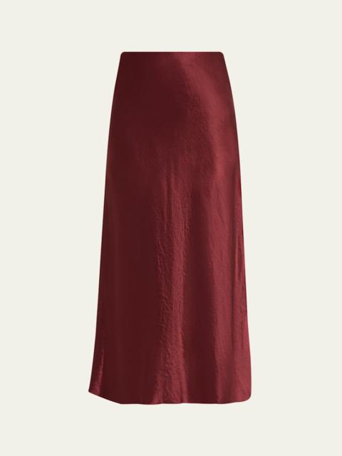 Side-Slit Satin Slip Skirt