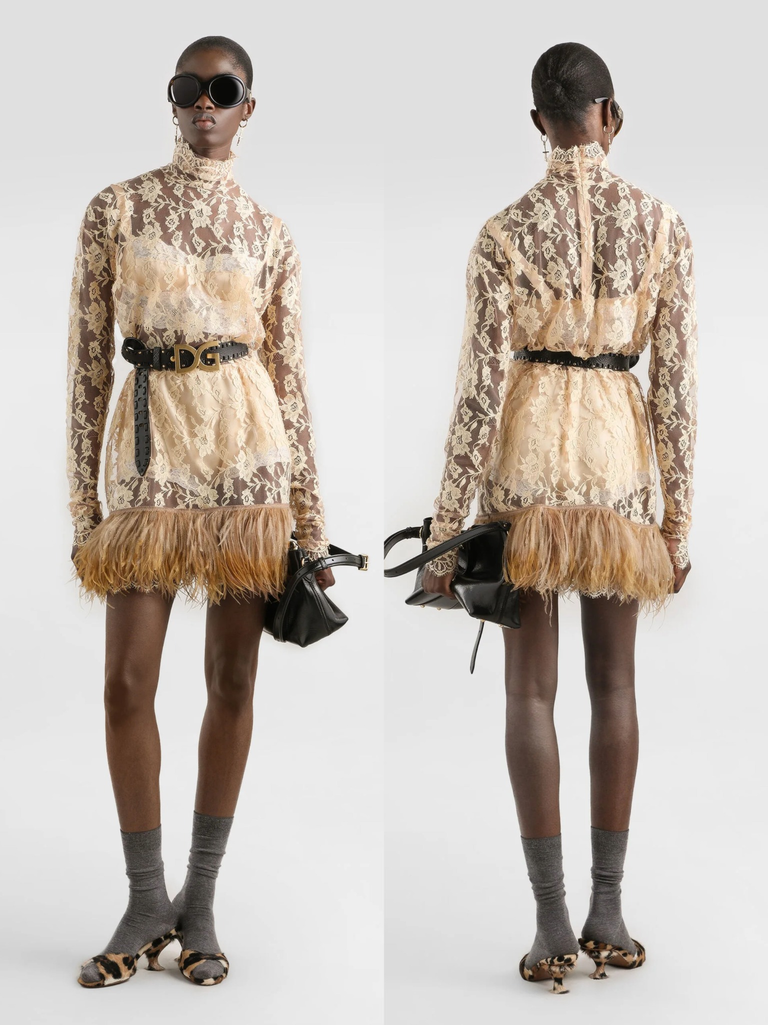 A classic Floral Chantilly Lace Dress with delicate fringe edges. 