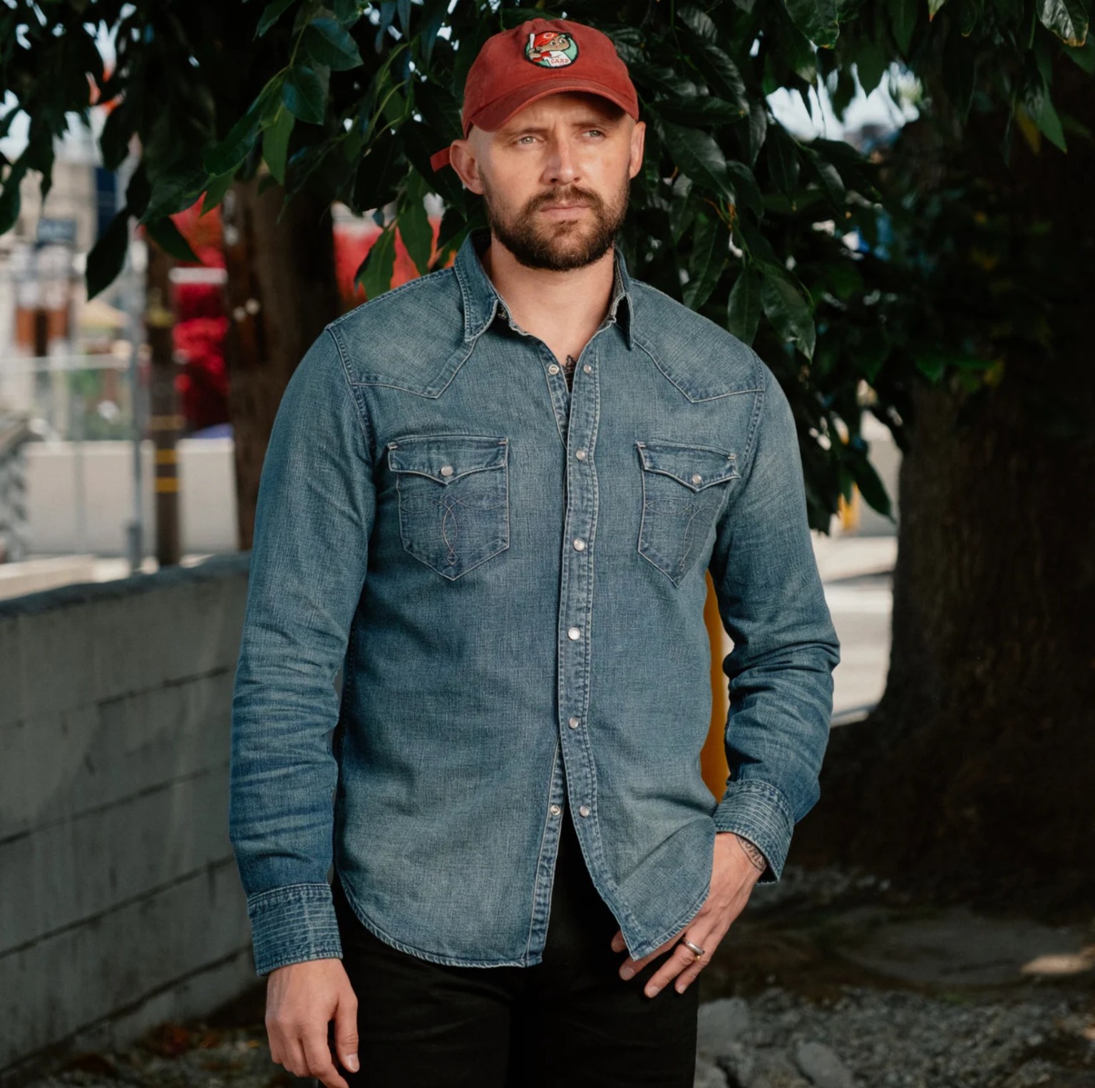 RRL Washed Denim Western Shirt 