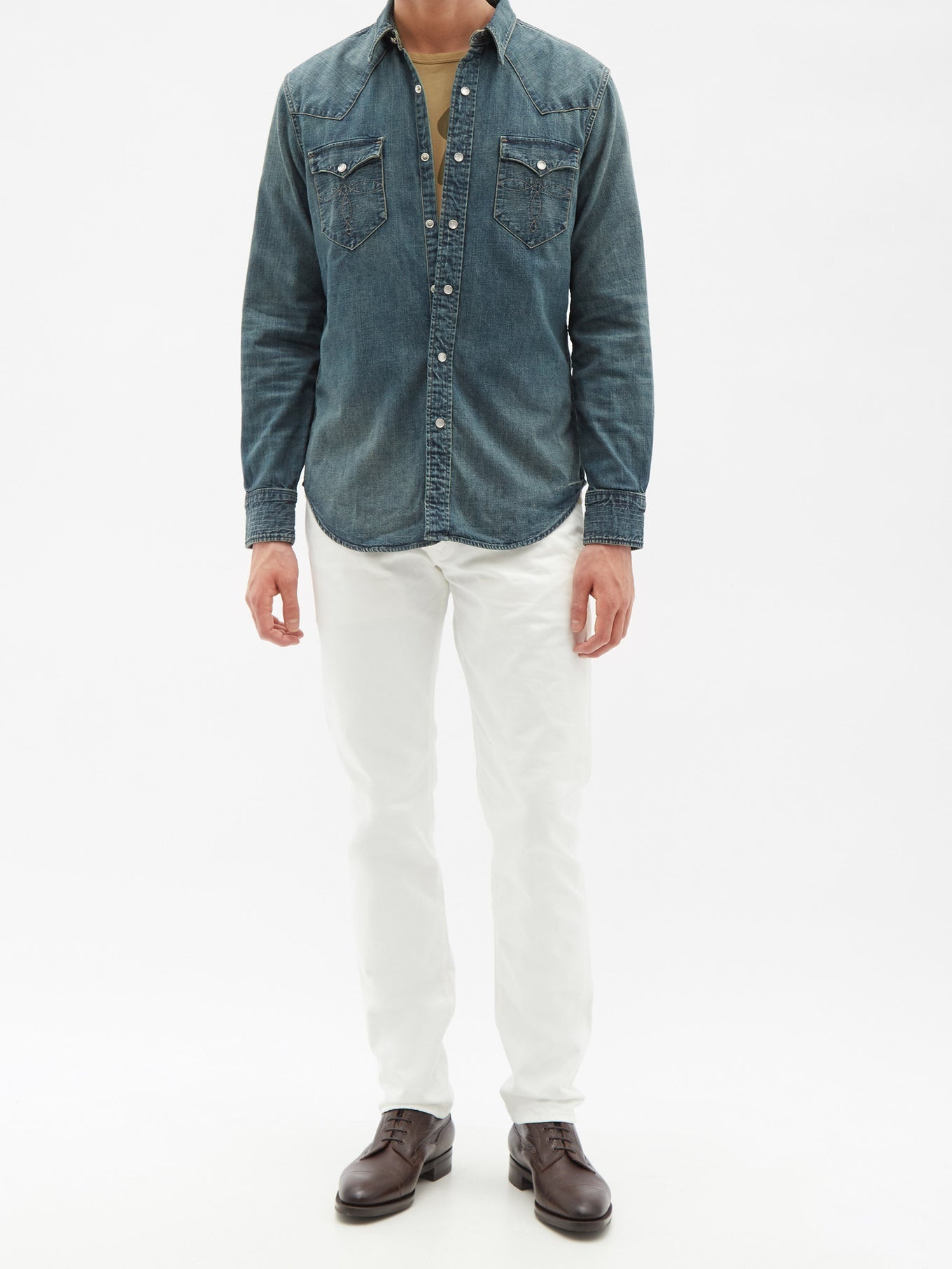  RRL Slim Fit Denim Western Shirt